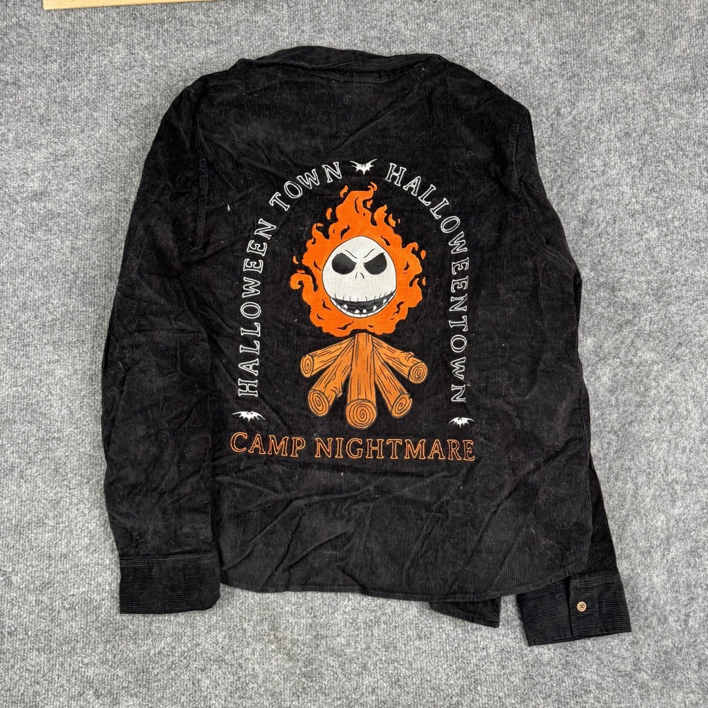 Disney Her Universe Shirt Womens Large Black Corduroy Jack Skellington Halloween